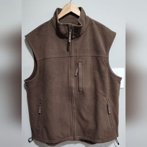 Duluth Trading Co. Men's Park Point Fleece Full Zip Vest, Brown, Size Large